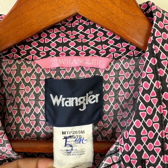 Wrangler Western Shirt MENS XL Pearl Snap Breast Cancer Awareness Pink Diamond - Picture 2 of 6